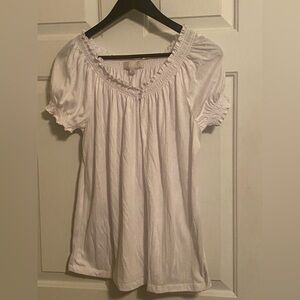 Carolyn Taylor White Smocked Blouse